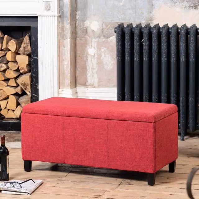 Artemis Home Henbury Red Fabric Storage Ottoman