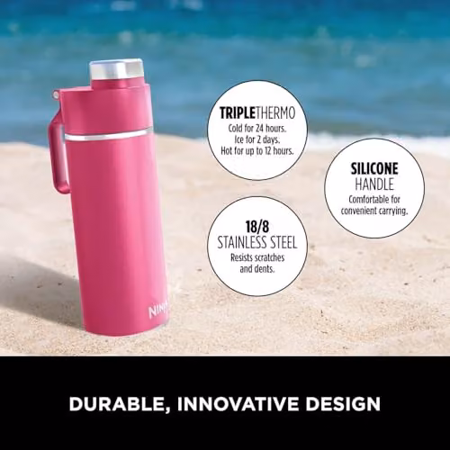 Ninja Thirsti Vacuum Insulated Stainless Steel Water Bottle and Flask, Pink, 700 ml – 3