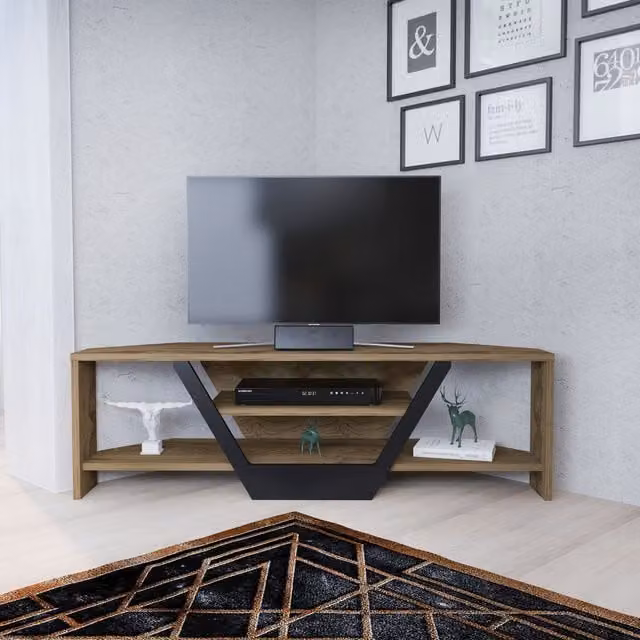 Decorotika Sares Corner TV Unit in Brown and Black – 1