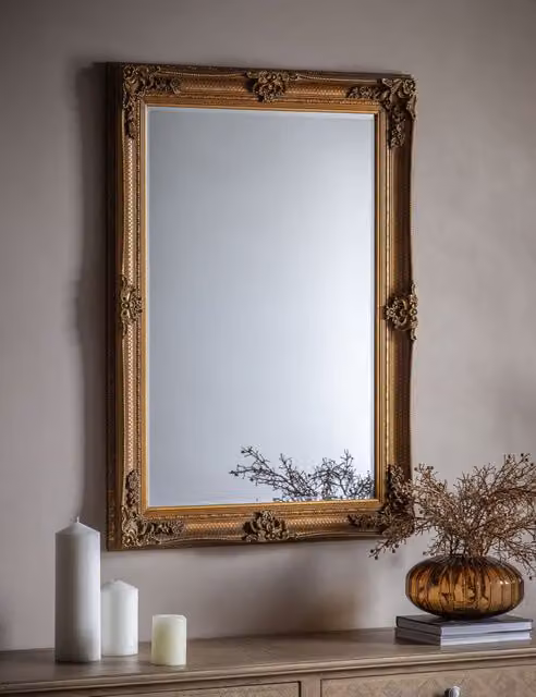 Gallery Direct Abbey Extra Large Rectangular Vintage Wall Mirror in Gold
