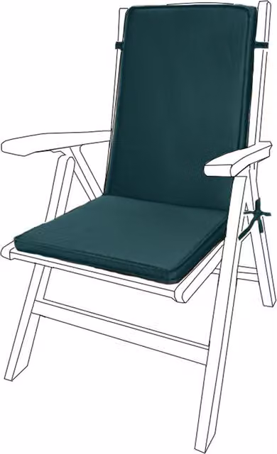 Gardenista High Back Outdoor Garden Dining Chair Cushion with Ties, Green