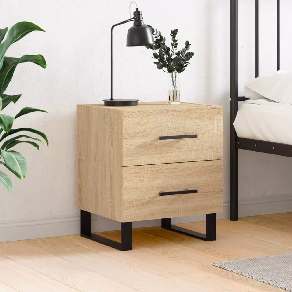Berkfield Home Sonoma Oak Bedside Cabinet in Brown, W/D/H: 40 x 35 x 47.5 cm – 2