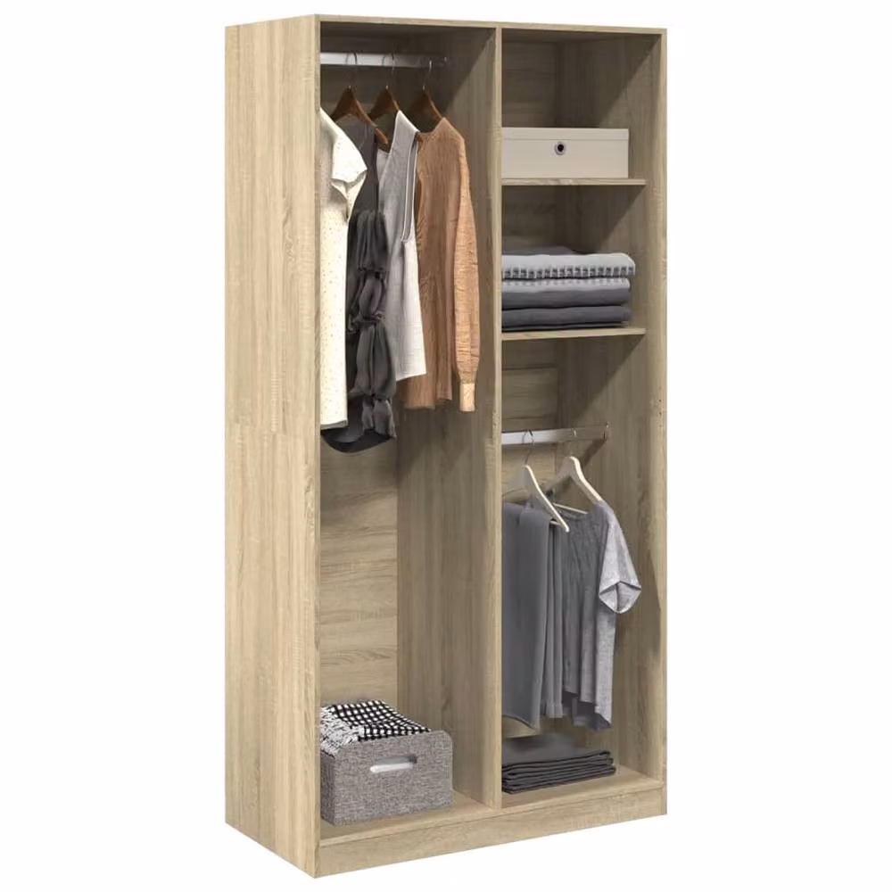 Berkfield Home Sonoma Oak Wardrobe in Light Oak, W/D/H: 100 x 50 x 200 cm – 2
