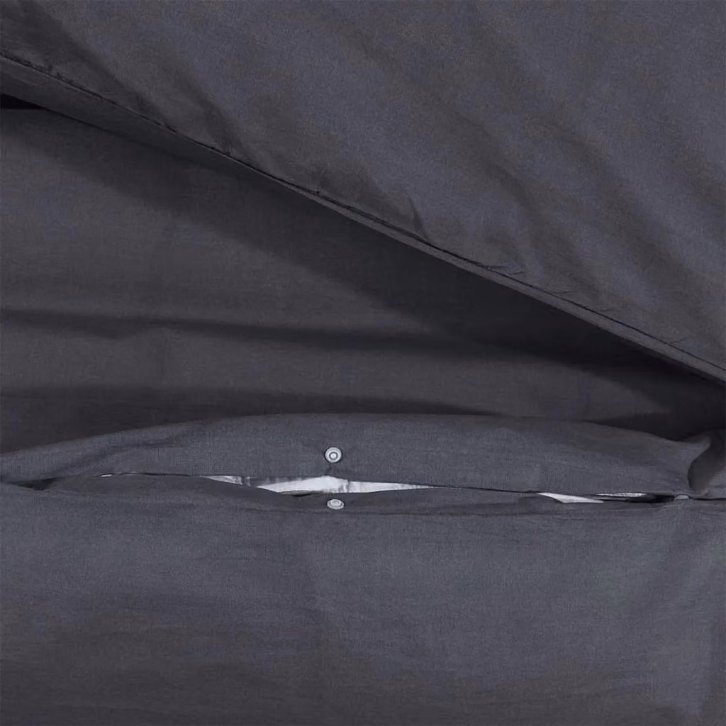 Berkfield Home Cotton Duvet Cover and Pillowcase Set in Black, W: 240 cm, H: 220 cm – 4