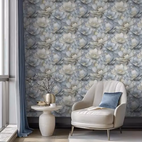Muriva Aminah Floral Blue Botanical Washable Paper Wallpaper Roll – 2
