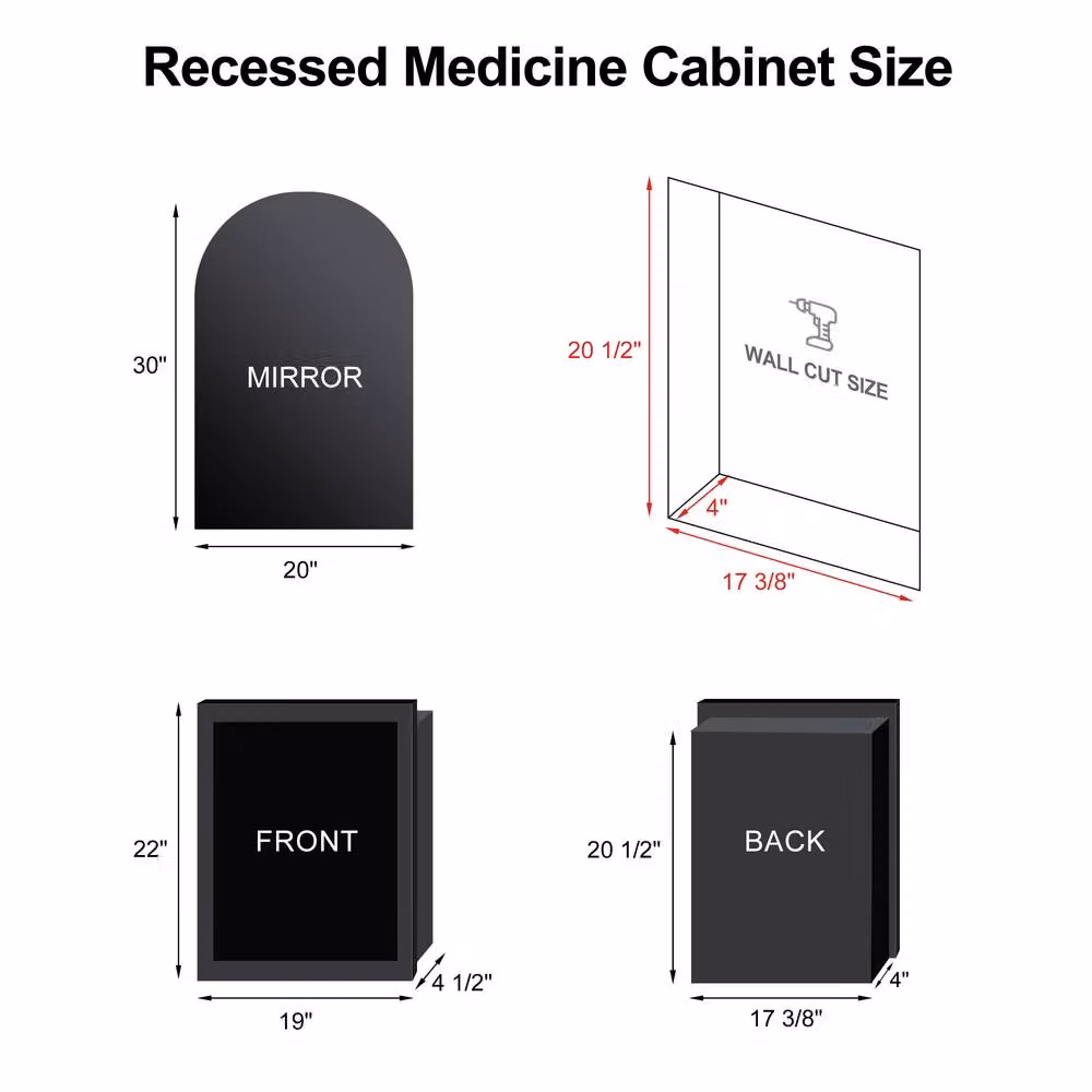 KEEPREAPER Sleek Black Wall Mounted Bathroom Mirror Cabinet with Internal Shelves, W/H: 51 x 76 cm – 5