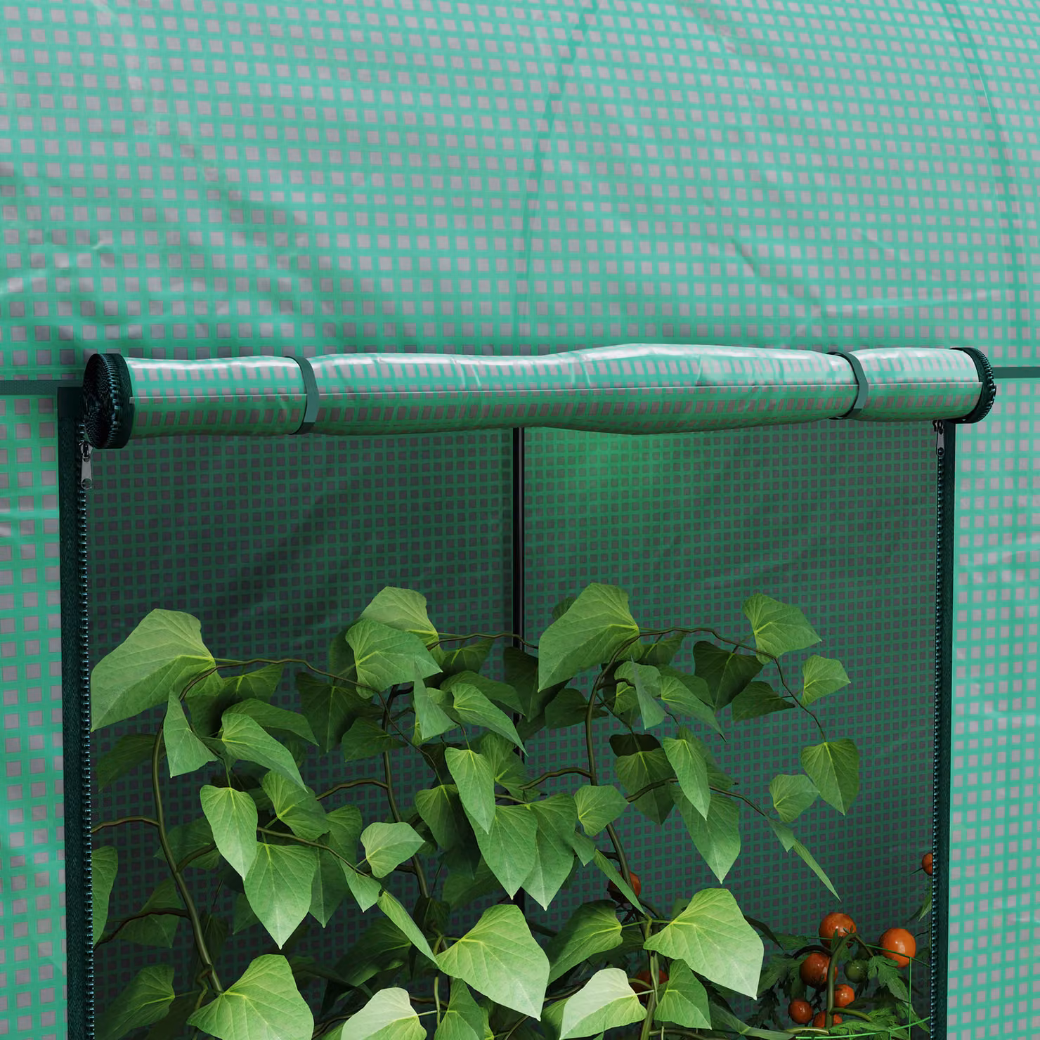 Outsunny Green Walk-In Greenhouse with Zipped Doors, W/D/H: 200 x 100 x 178 cm – 4