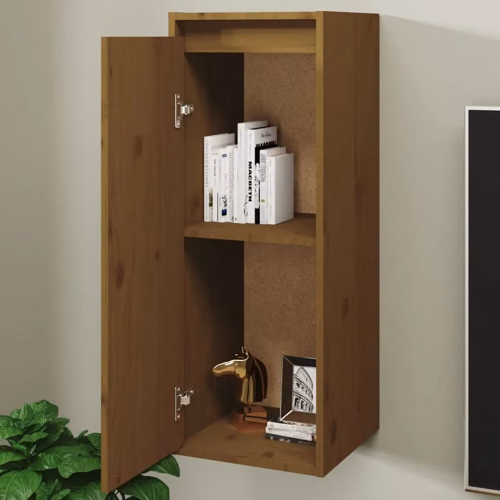 Berkfield Home Set of 2 Solid Wood Pine Wall Cabinets in Honey Brown, W/D/H: 30 x 30 x 80 cm – 4