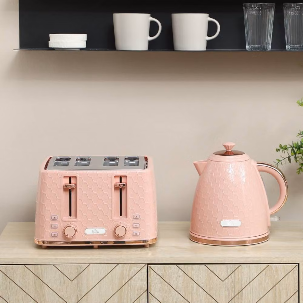 Rolipo Pink Plastic Kettle and 4 Slice Toaster Set – 2