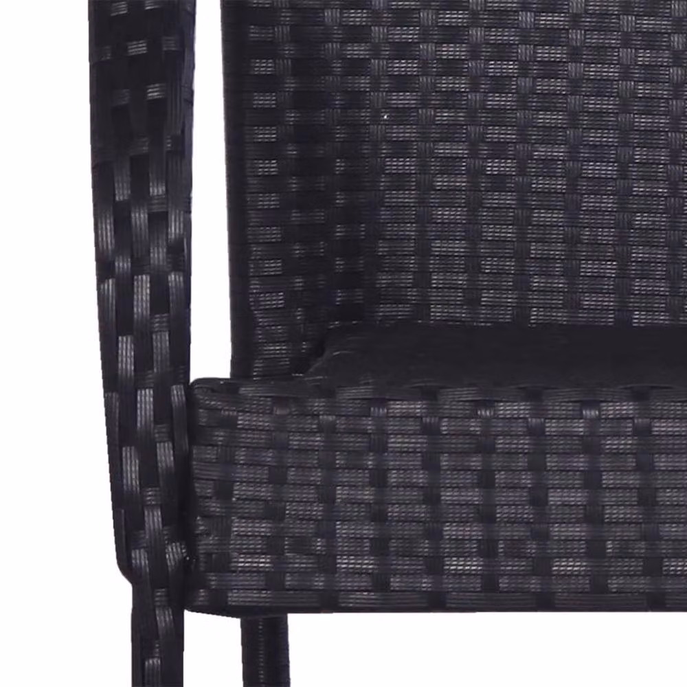 Berkfield Home 7 Piece Black Poly Rattan Garden Dining Set with Glass Top Table – 5