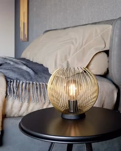 Eglo Venezuela Metal Table Lamp in Black and Gold/Brass, H 40.0 cm x W 23.5 cm x D 22.5 cm – 2