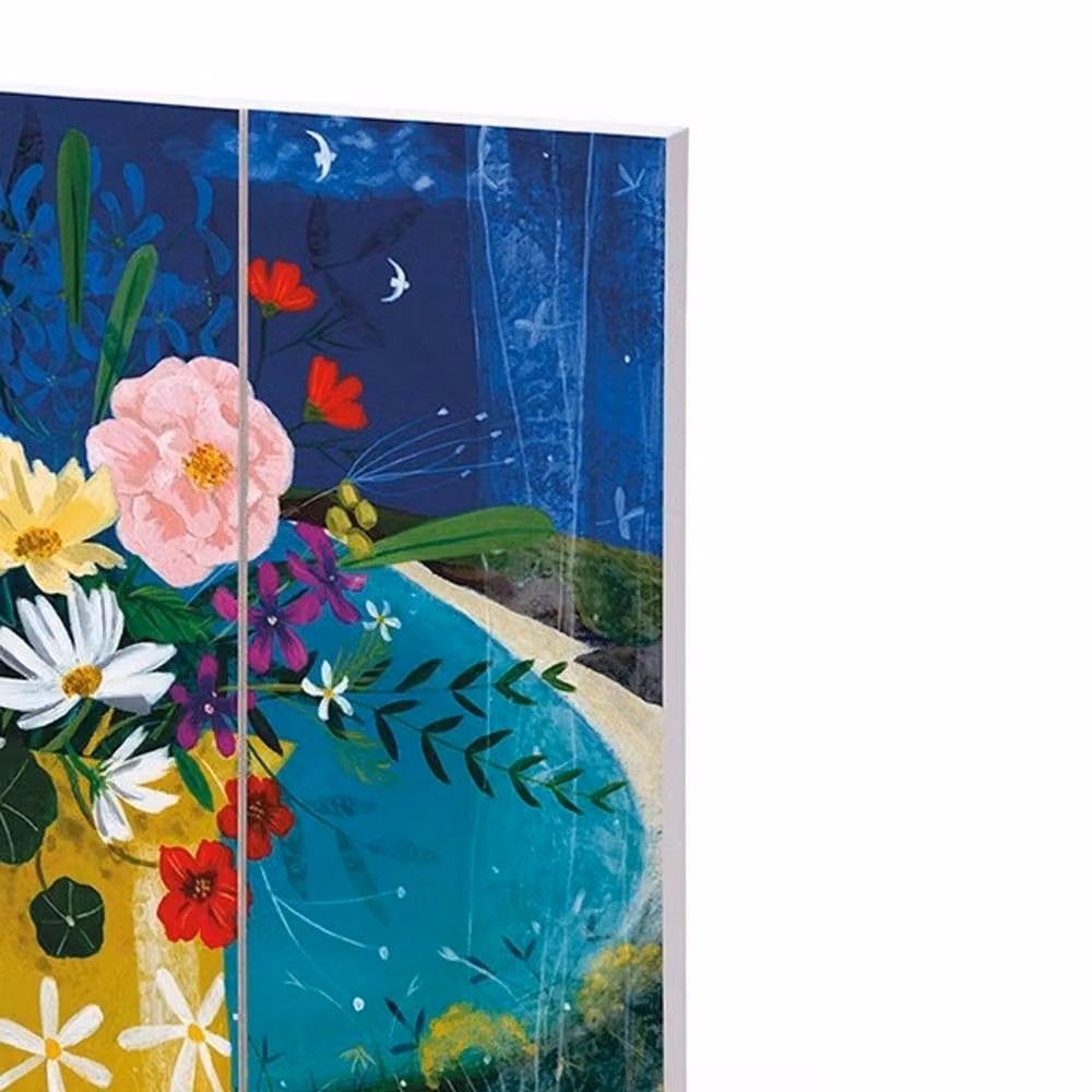 Julia Crossland Summer Posy Floral Square Wood Wall Plaque in Multicolour – 2