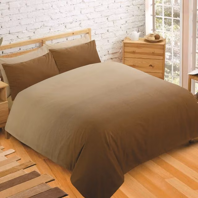 Velosso Ombre Elevations Striped Duvet Cover and Pillowcase Set in Beige, Yellow and Brown, W: 180 cm, H: 200 cm