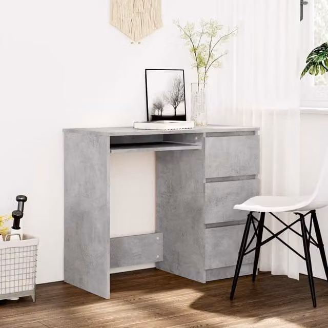 Berkfield Grey Writing Desk in Engineered Wood W/D/H: 90 x 45 x 76 cm