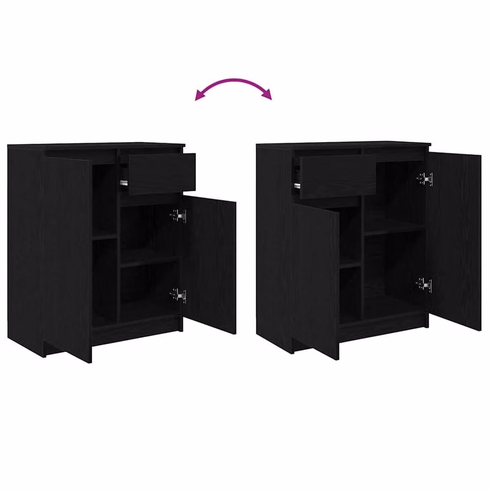 Berkfield Home Modern Black Oak Sideboard with Drawer, W/D/H: 71 x 35 x 84 cm – 6