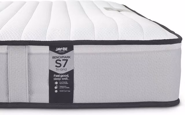 Jay-Be Benchmark S7 Tribrid Pocket Sprung Memory Mattress, Double, Grey, W: 140 cm, L: 200 cm
