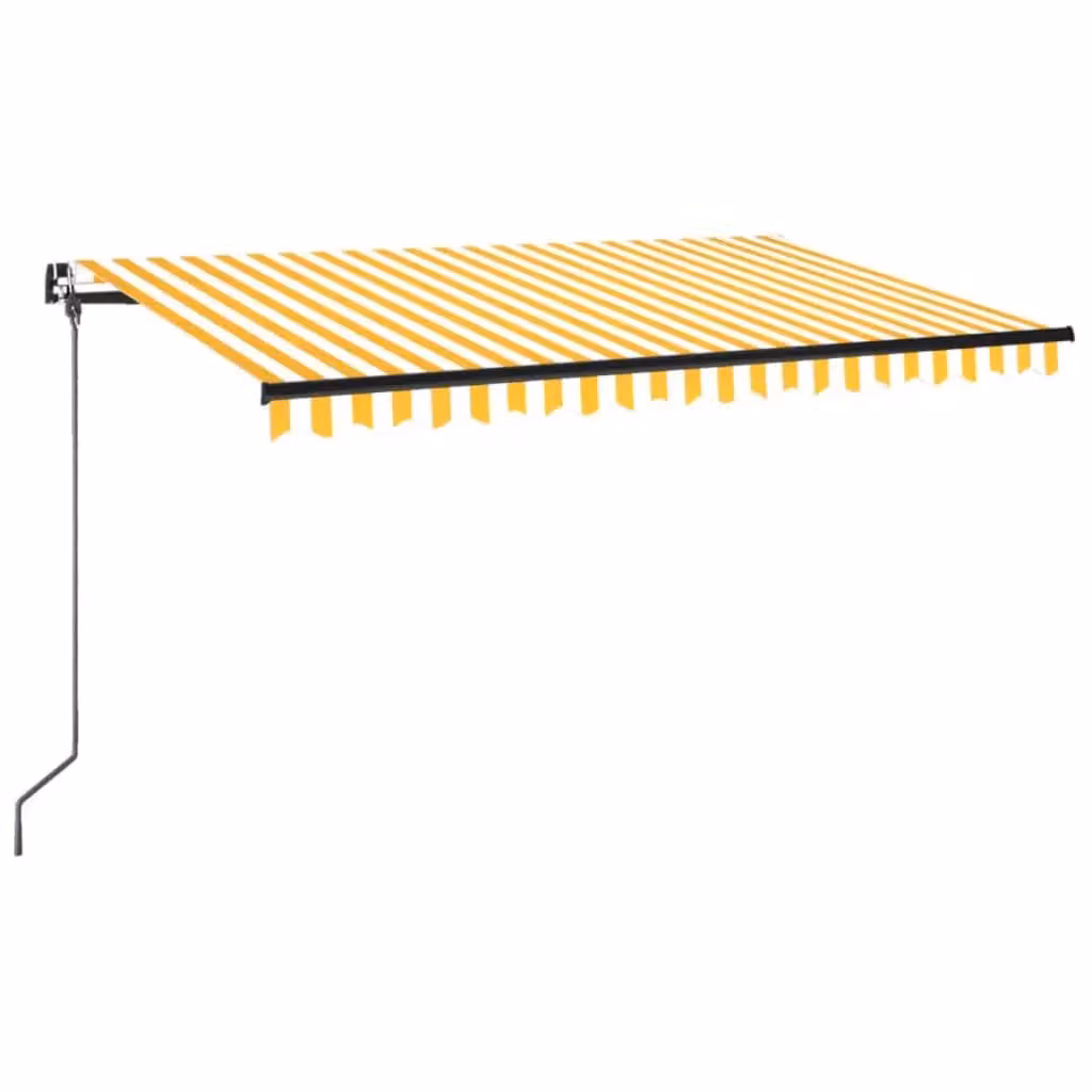 Berkfield Home Manual Retractable Awning with Folding Arms in Yellow and White, W: 400 cm, D: 350 cm – 2