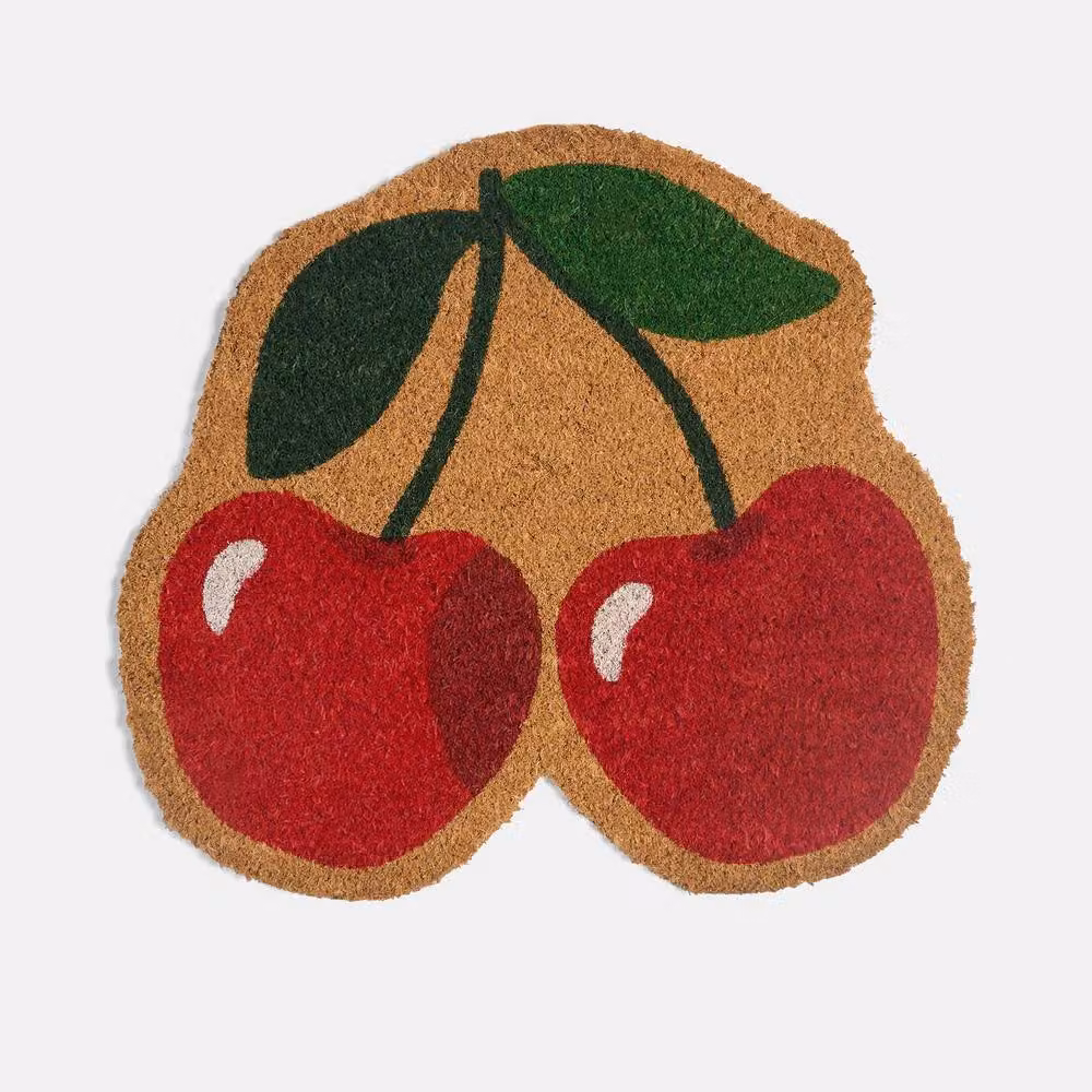 OHS Cherry Shaped Coir Doormat, Red and Multicolour, W/D/H: 50 x 55 x 1 cm – 7