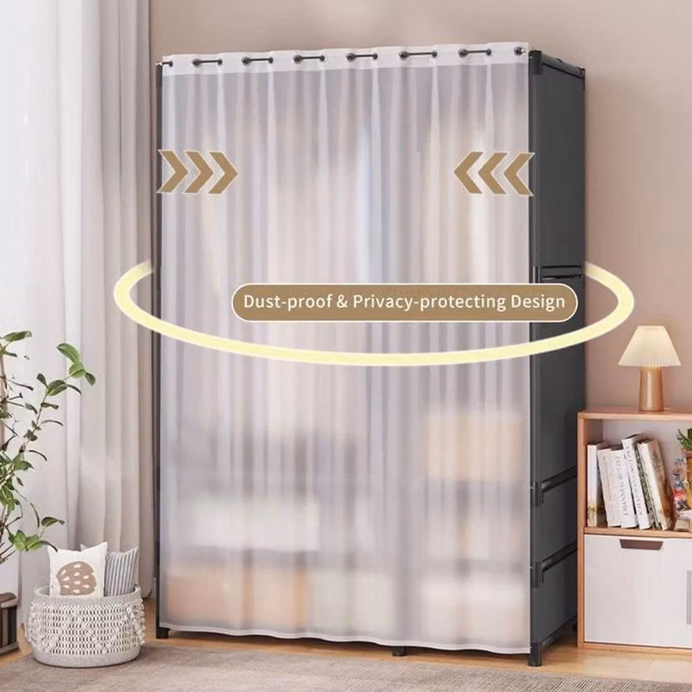 Hinsinc Large Closet Wardrobe Clothes Storage Cabinet with Shelves, Black, W/D/H: 50 x 45 x 166.6 cm – 5