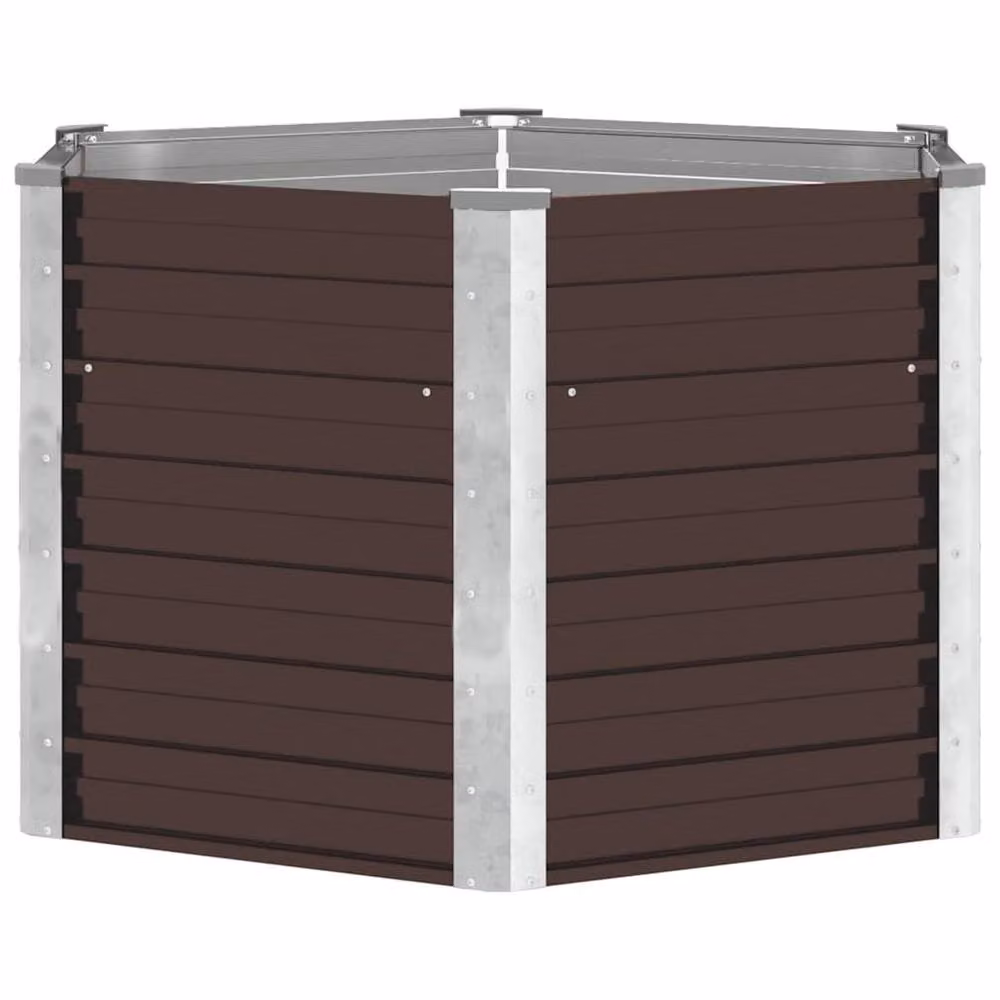 Berkfield Home Garden Brown Galvanised Steel Raised Bed W/D/H: 129 x 129 x 77 cm – 3
