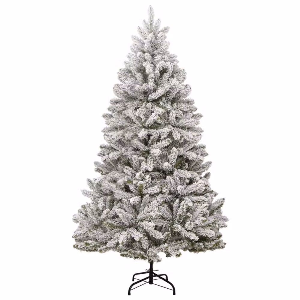 Berkfield Home Beautiful Artificial Hinged Christmas Tree with Flocked Snow in White, Height: 210 cm – 3