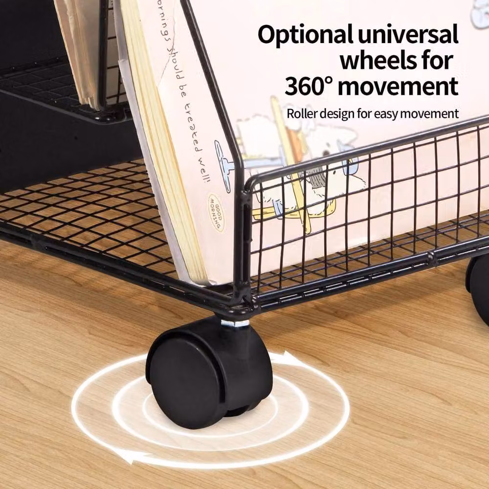 FLAVORA Black Multi-tier Metal Storage Trolley on Wheels – 4