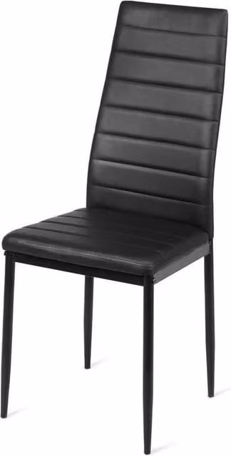 KORVIXA Set of 6 Modern Black High Back Dining Chairs with Synthetic Leather and Metal Frame, Height: 100 cm