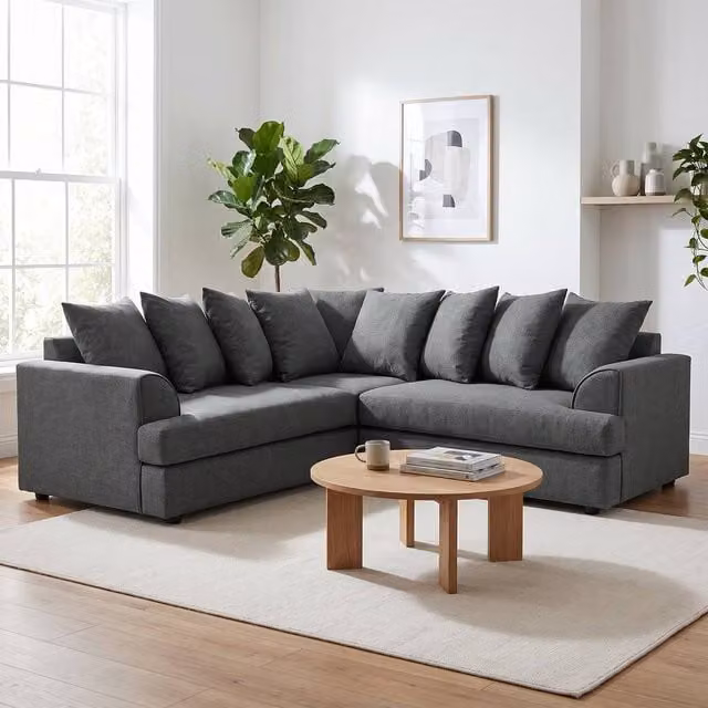 Abakus Direct Ferguson Relaxed Linen L-Shape Corner Sofa in Grey – 1