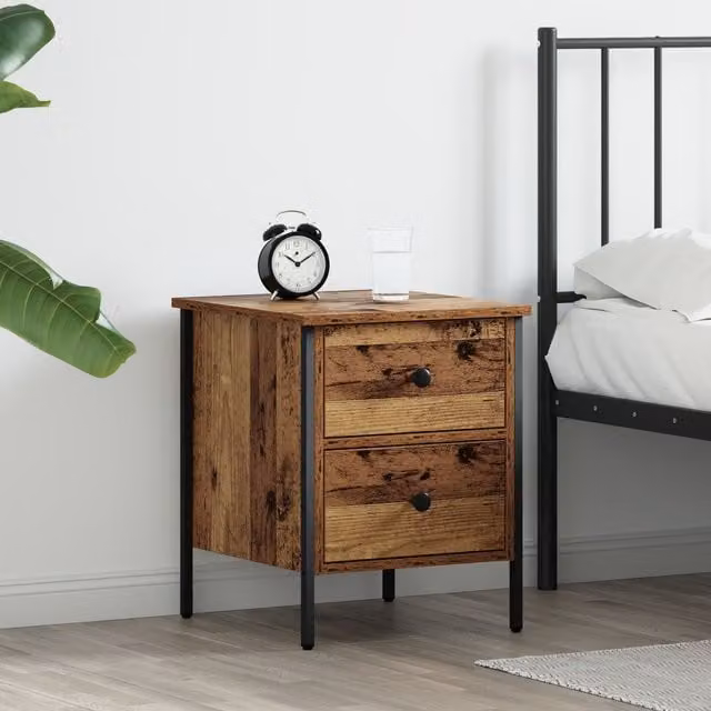 Berkfield Home Rustic Bedside Cabinet in Brown, W/D/H: 40 x 42 x 50 cm – 1