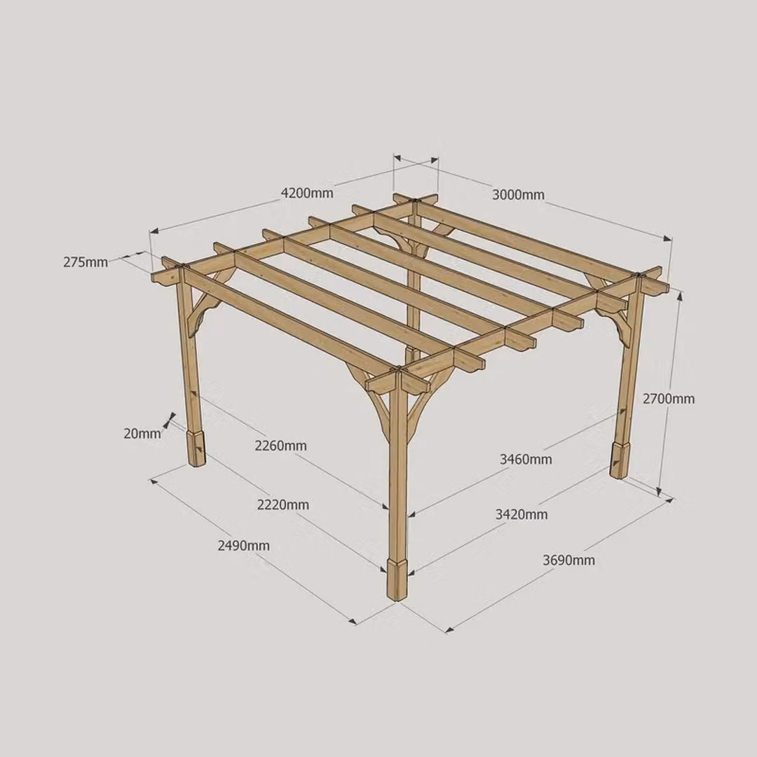 Rutland County Garden Furniture Ltd Premium Wood Pergola in Rustic Brown, W: 420 cm, H: 270 cm – 5