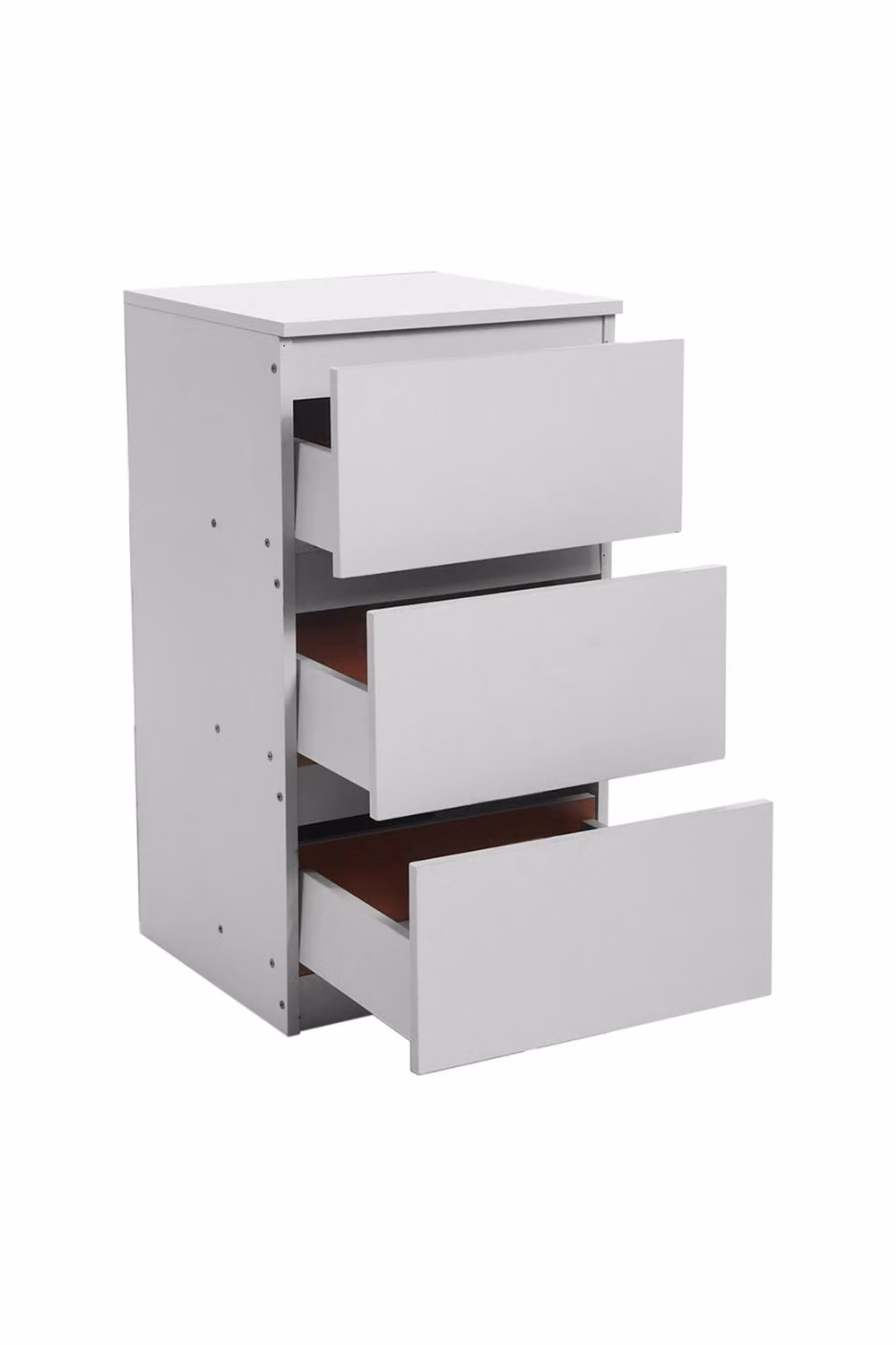 Garden Sanctuary Minimalist Wooden Nightstand with 3 Drawers in White – 4