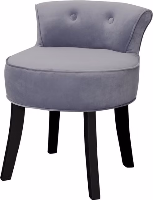 Livingandhome Velvet Upholstered Dressing Table Stool in Light Grey