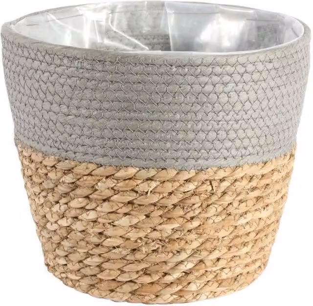 KDMD Round Two Tone Seagrass and Grey Paper Basket, Diameter: 23 cm