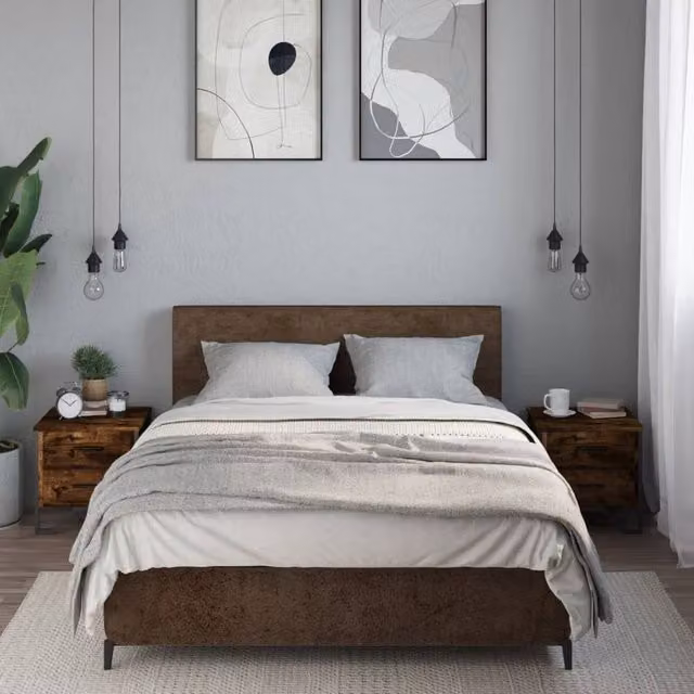 Berkfield Home Modern Bedside Cabinets, 2 Piece Set in Smoked Oak Brown, W/D/H: 40 x 41 x 40 cm – 1