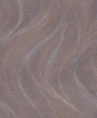 Rasch Opulenza Wave Textured Vinyl Wallpaper in Grey, Purple and Copper with Geometric and Abstract Metallic Elements