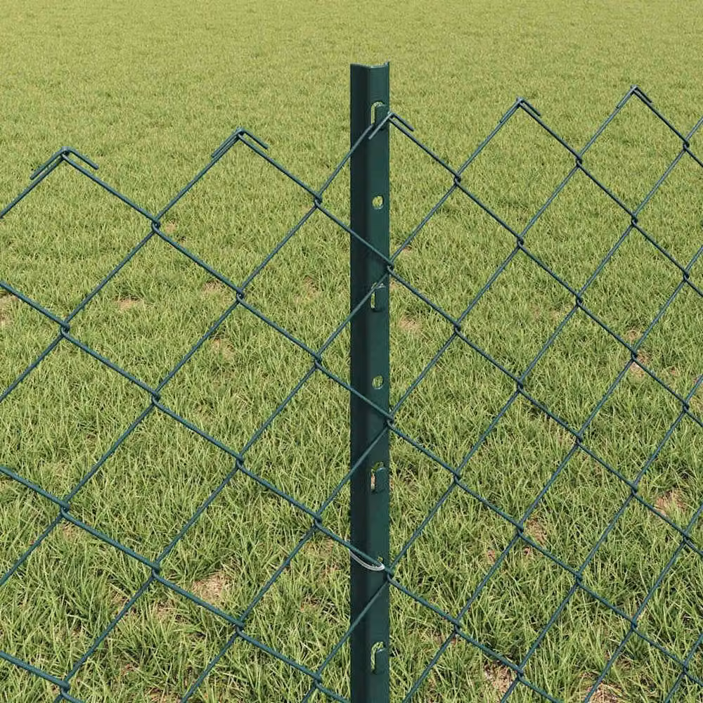Berkfield Home Green PVC-Coated Steel Chain Link Fence with 10 In-Ground U Posts, W: 10 m, H: 0.6 m – 3