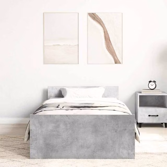 Berkfield Home Durable Bed Frame in Concrete Grey, W/D/H: 100 x 200 x 50 cm