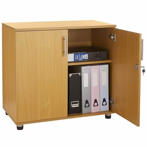 Moderna Lockable Wooden Storage Cabinet in Brown Beech with 2 Hinged Doors and Adjustable Shelves, W/D/H: 80 x 45 x 75 cm – 1