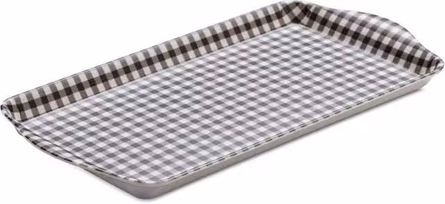 Zeal Premium Melamine Gingham Sandwich Tray in Dark Grey with Handles – 1