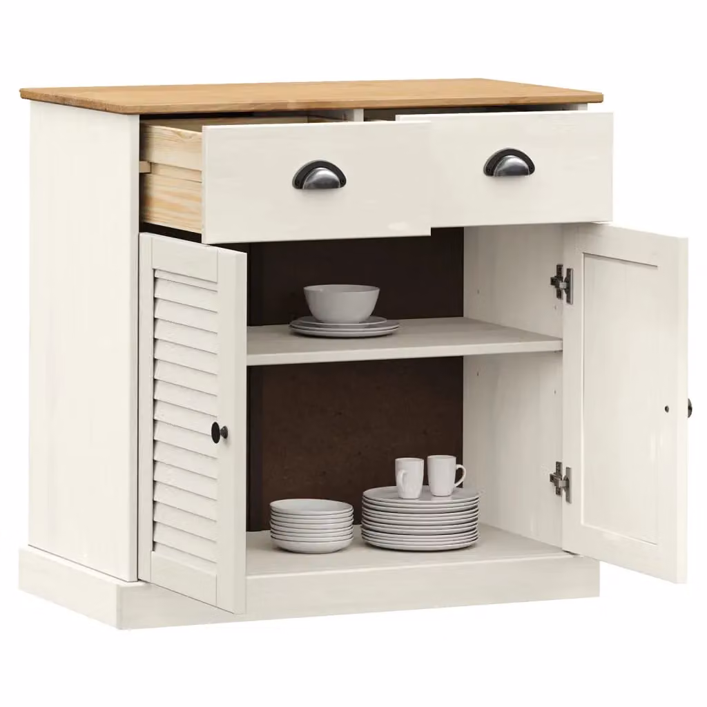 Berkfield Home VIGO Sideboard with Drawers in White Solid Wood Pine, W/D/H: 78 x 40 x 75 cm – 2