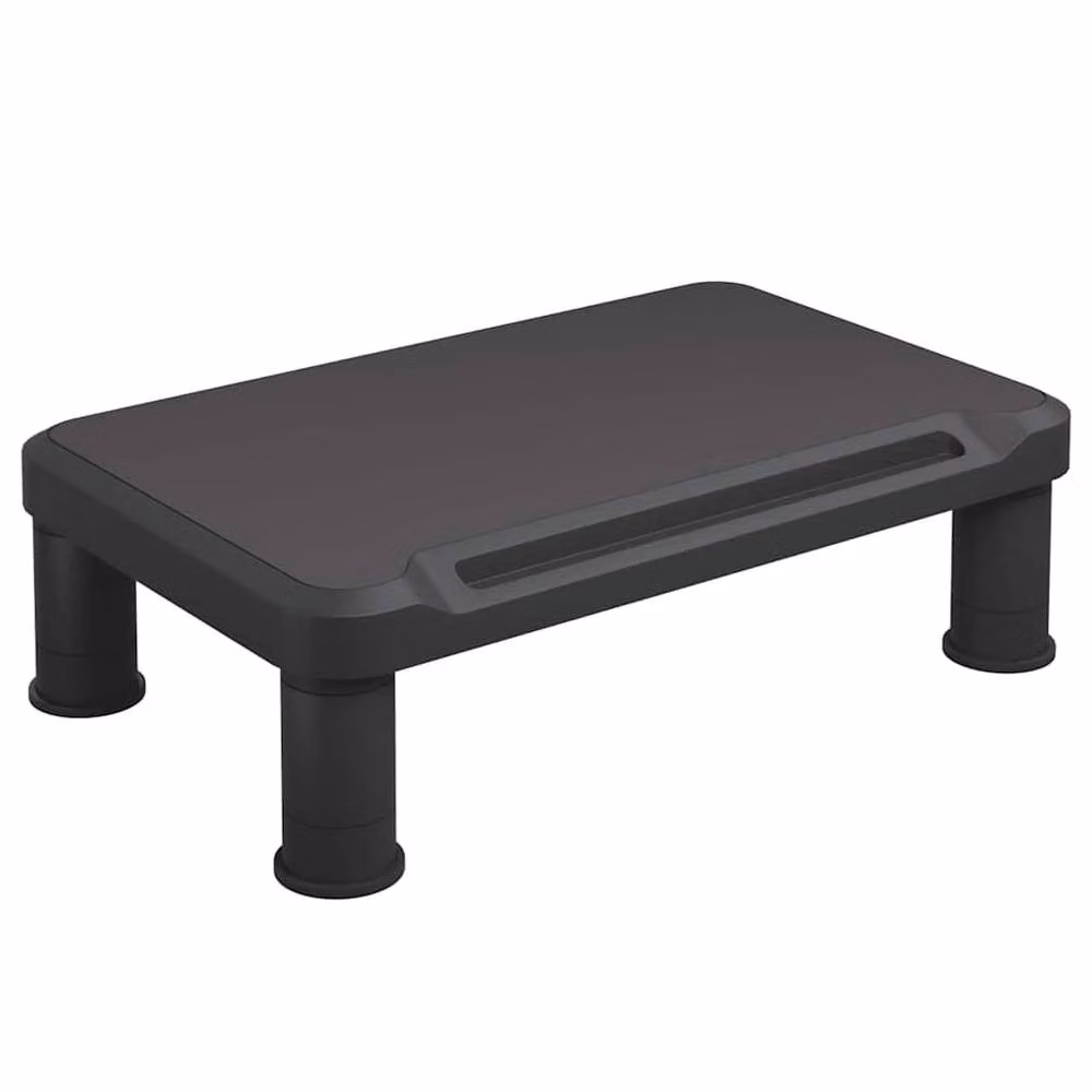 Berkfield Home Black Plastic Monitor Stand with Adjustable Shelves, W: 38 cm, D: 24 cm, H: 10.5 cm – 3