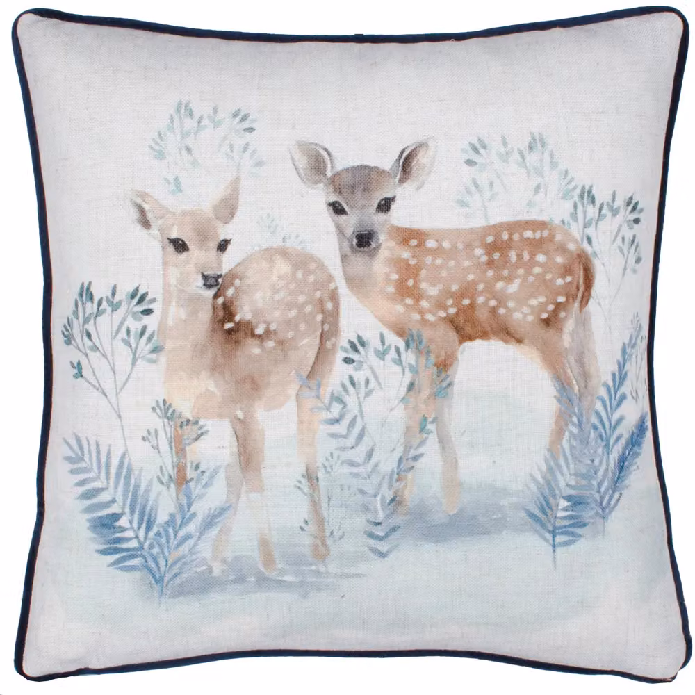 Evans Lichfield Winter Fawns Printed Velvet Cushion, Multicolour, 43 x 43 cm – 2