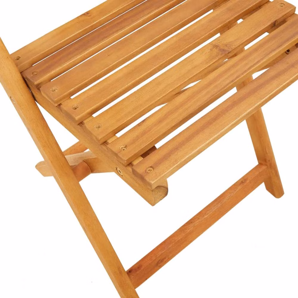 Berkfield Home Bistro Chairs Set of 2 in Beige Acacia Wood and Fabric – 3