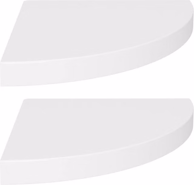 Berkfield Home White Floating Corner Shelves, 2 Pack, W/D/H: 35 x 35 x 3.8 cm