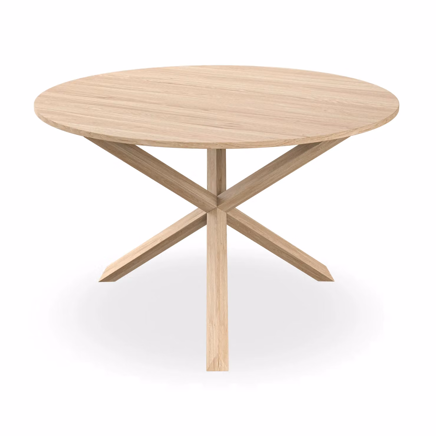 More4Homes Malvern Round Dining Table and Set of 6 Blue Nova Velvet Chairs with Oak Top and Solid Oak Legs, Diameter: 120 cm, Height: 75 cm – 2