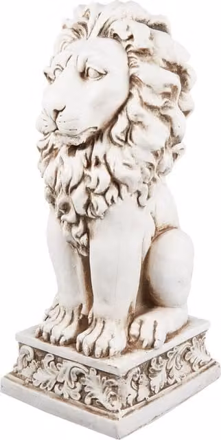 Ornate Collection White Ceramic Lion Tabletop Decoration