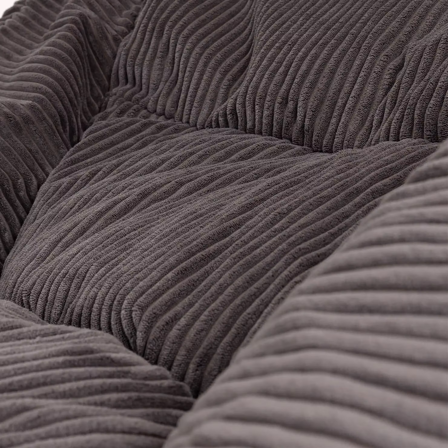 ICON Corduroy Bean Bag Armchair with Round Footstool in Charcoal Grey – 6