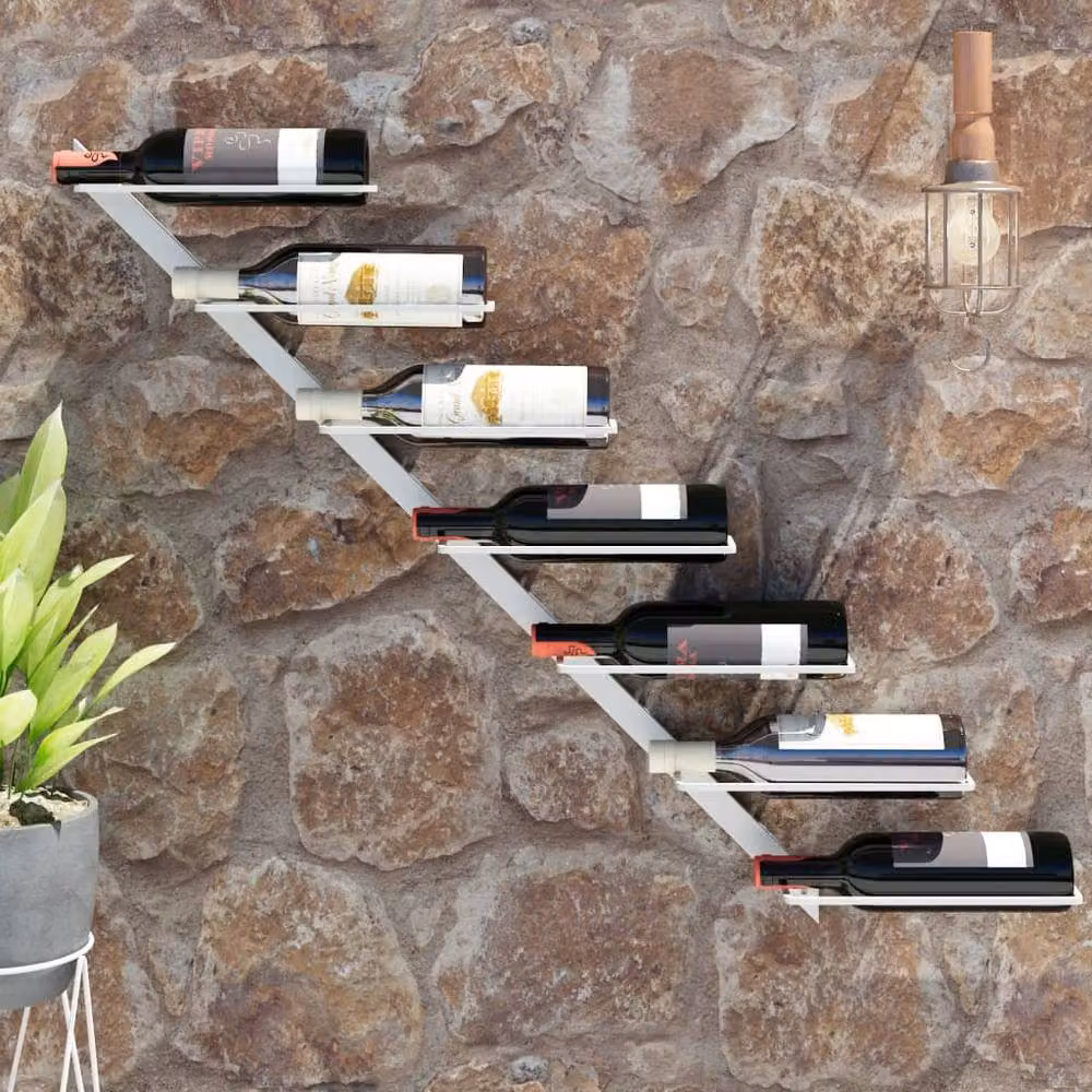 Berkfield Home Wall-mounted White Metal Wine Rack for 7 Bottles – 2