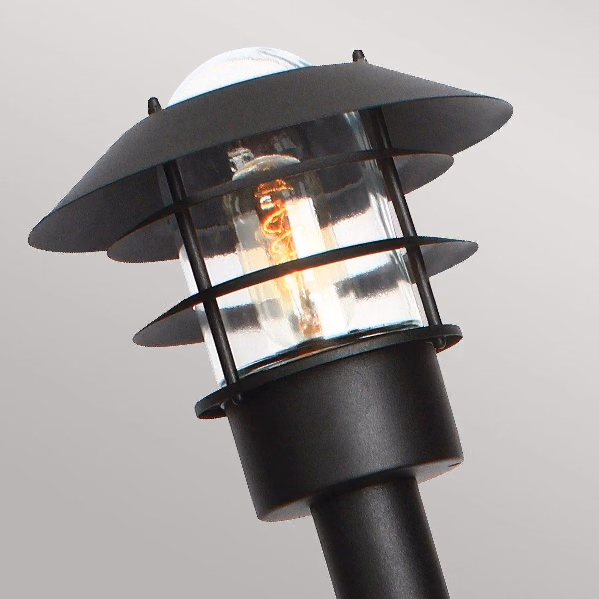 Netlighting Helsingor Black Maritime Outdoor Bollard Lantern with Transparent Glass and E27 Socket, IP44 Rated – 2