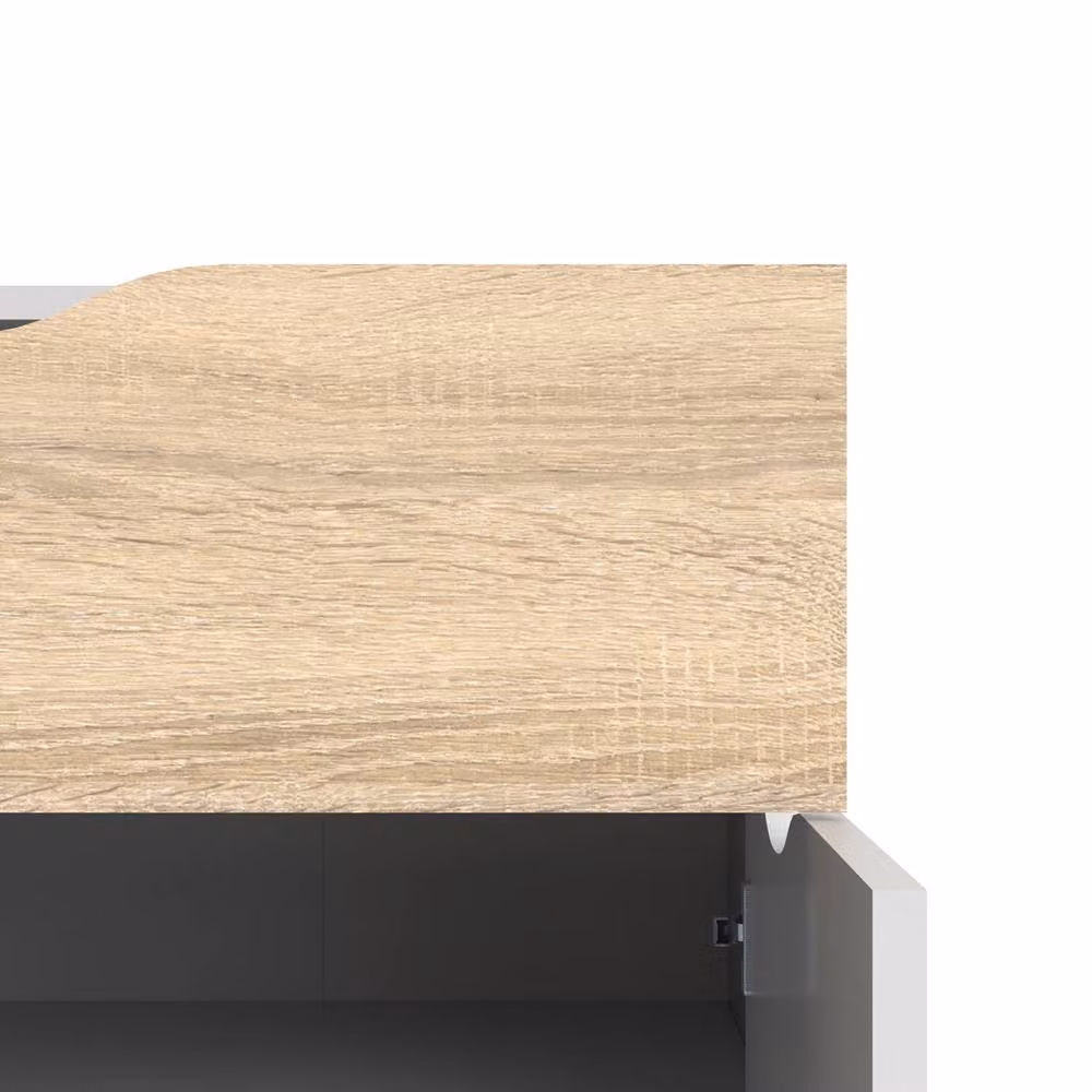 CALICOSY Small Scandinavian Sideboard with 2 Doors and 1 Drawer, White and Oak, W: 98.7 cm – 3